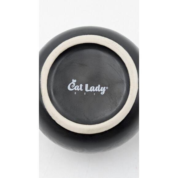 Cat Lady Box Ceramic Yarn Bowl Black Damask Cat Ear Limited Edition - Picture 7 of 8